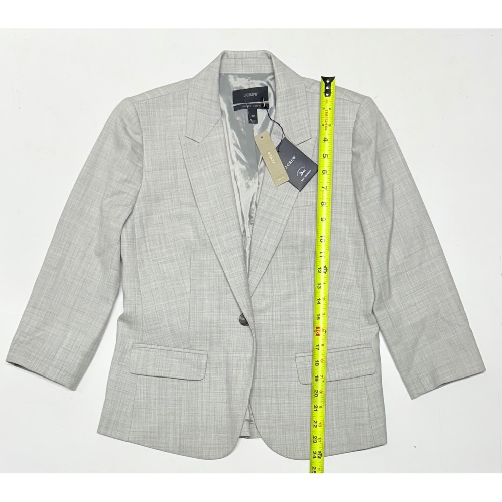J.Crew Parke Blazer Super 120s Wool 3/4 Sleeve Light Gray New With Tags